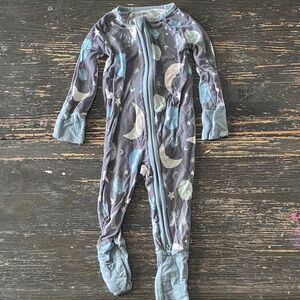 Little Sleepies Moon and Stars Footie in Gray and Blue